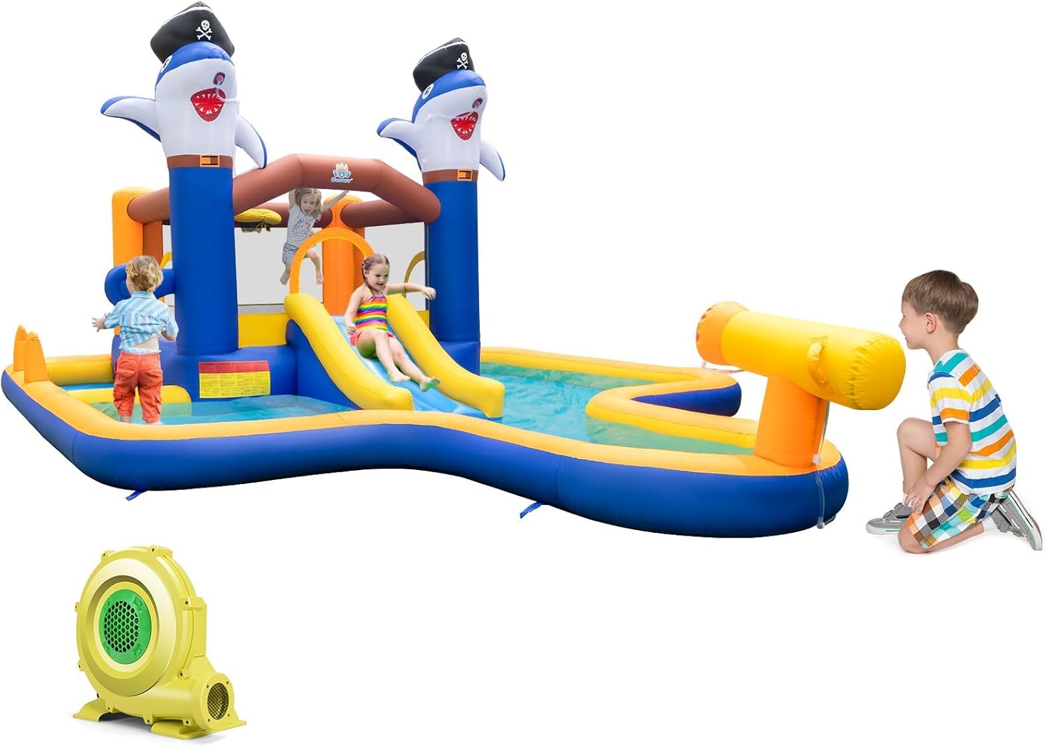 Inflatable Water Slide, Indoor Outdoor Inflatable Bounce House Jumping Castle for Kids w/Boxing Game, Splash Pool