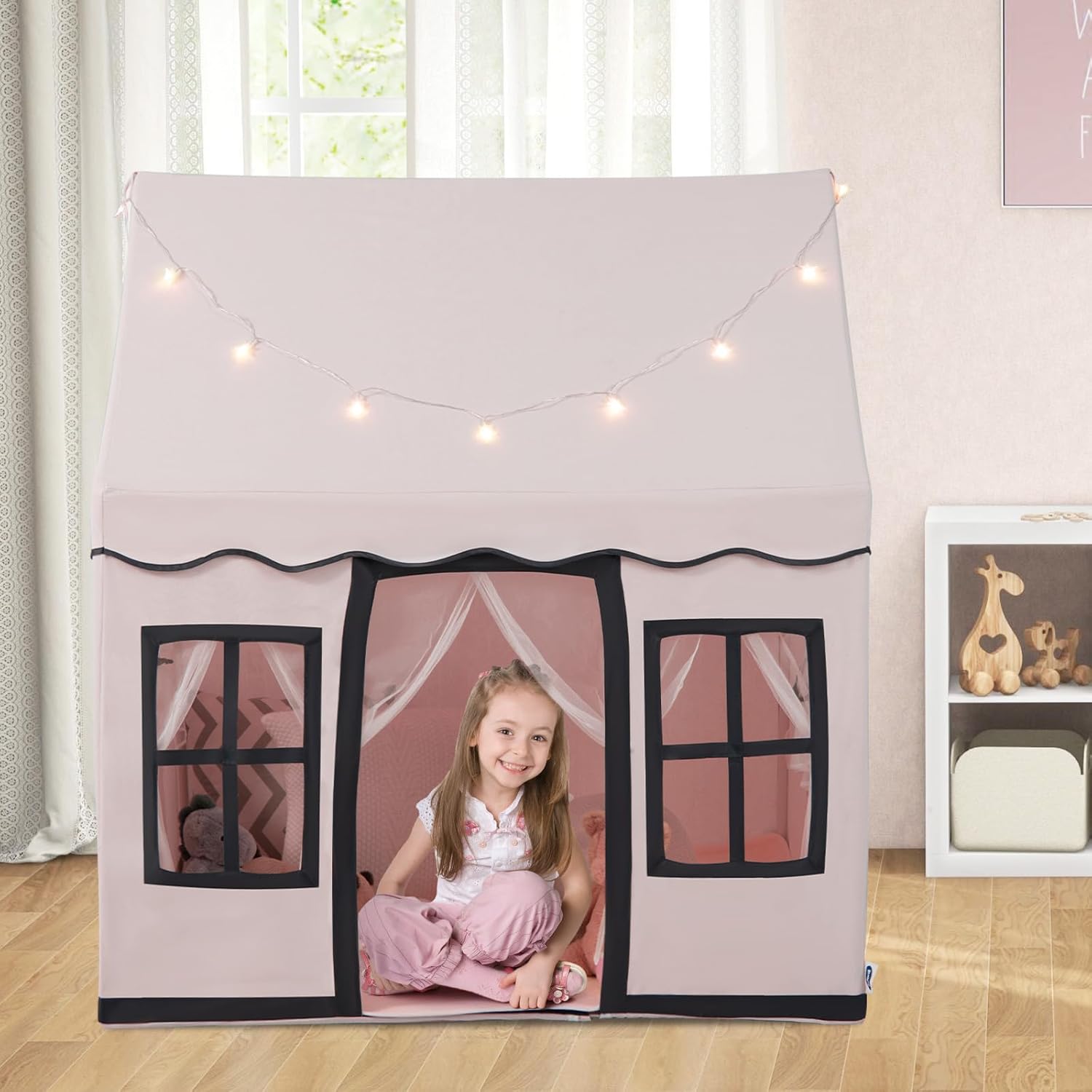 INFANS Kids Play Tent with Washable Mat Star Light Windows
