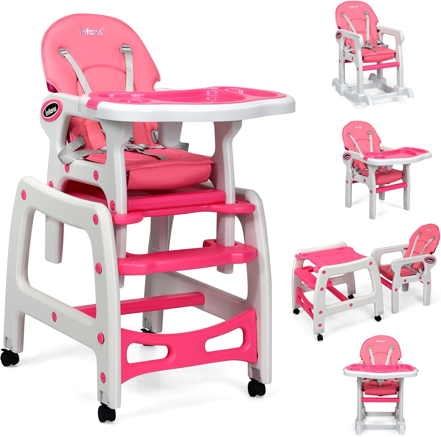 INFANS 5 in 1 Baby High Chair Convertible Toddler Table Set