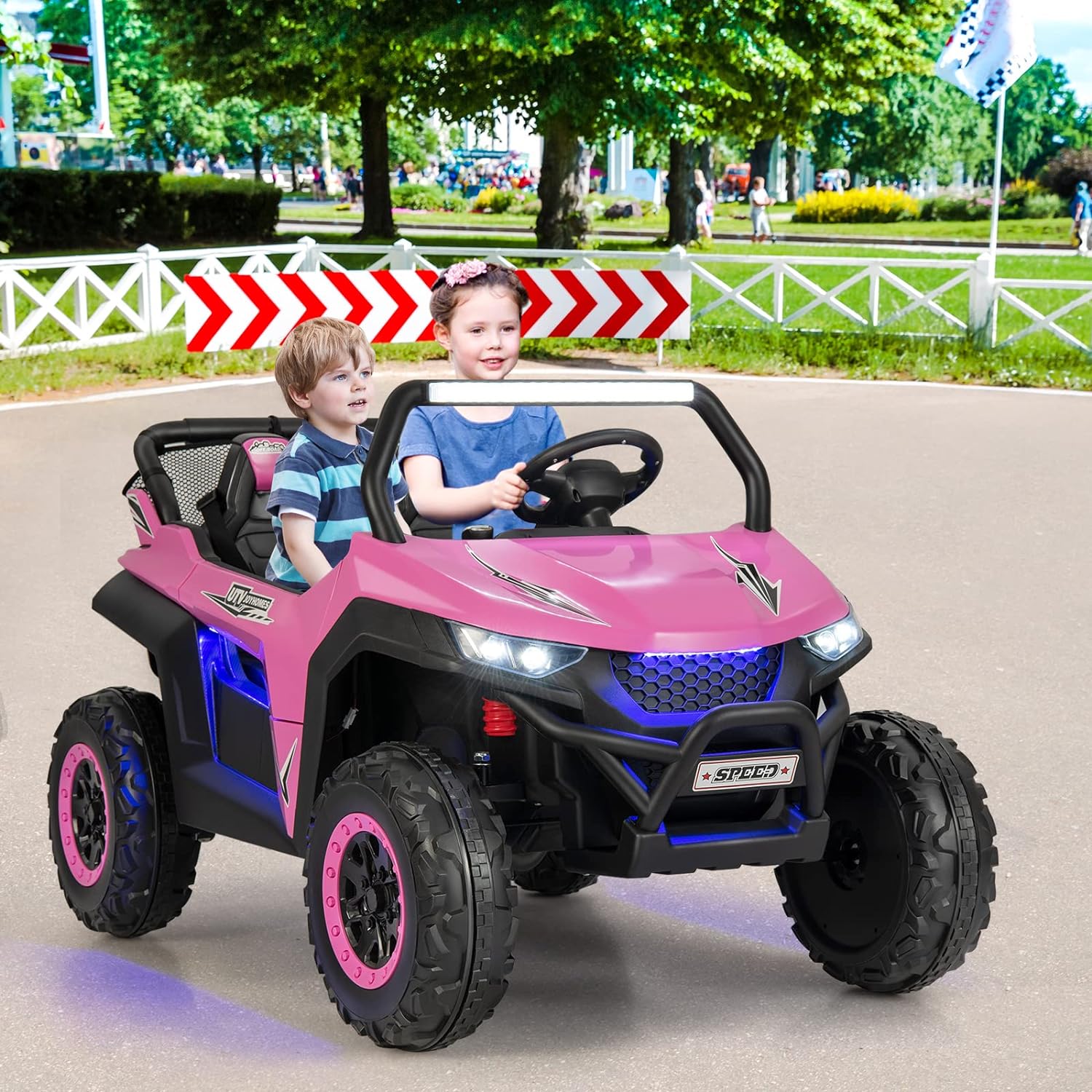 2-Seater Ride on Car, 12V Electric UTV w/Remote Control, Spring Suspension, High/Low Speed