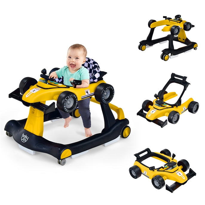 4-in-1 Foldable Activity Car Walker with Adjustable Height and Speed