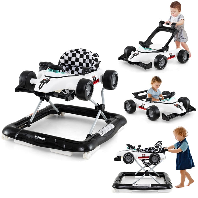 INFANS 4 in 1 Baby Walker, Foldable Toddler Activity Center with Adjustable Height