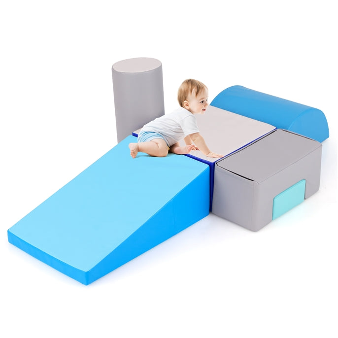 Foam Climbing Blocks for Toddlers 1-3, 6 Pieces Indoor Climb and Crawl Activity Playset with Rectangles