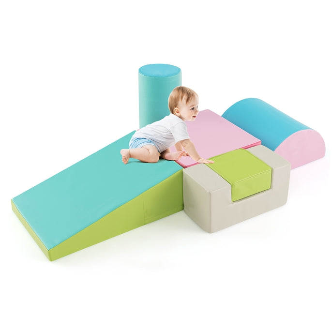 Foam Climbing Blocks for Toddlers 1-3, 6 Pieces Indoor Climb and Crawl Activity Playset with Rectangles