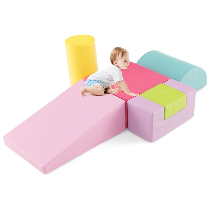 Foam Climbing Blocks for Toddlers 1-3, 6 Pieces Indoor Climb and Crawl Activity Playset with Rectangles