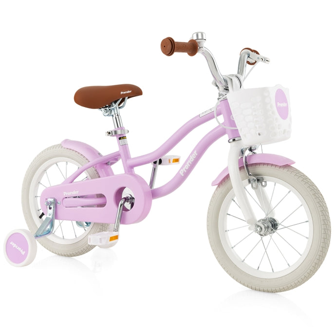 14 Inch Boys Girls Bike for 3-8 Years w/Training Wheels, Adjustable Handlebar & Seat