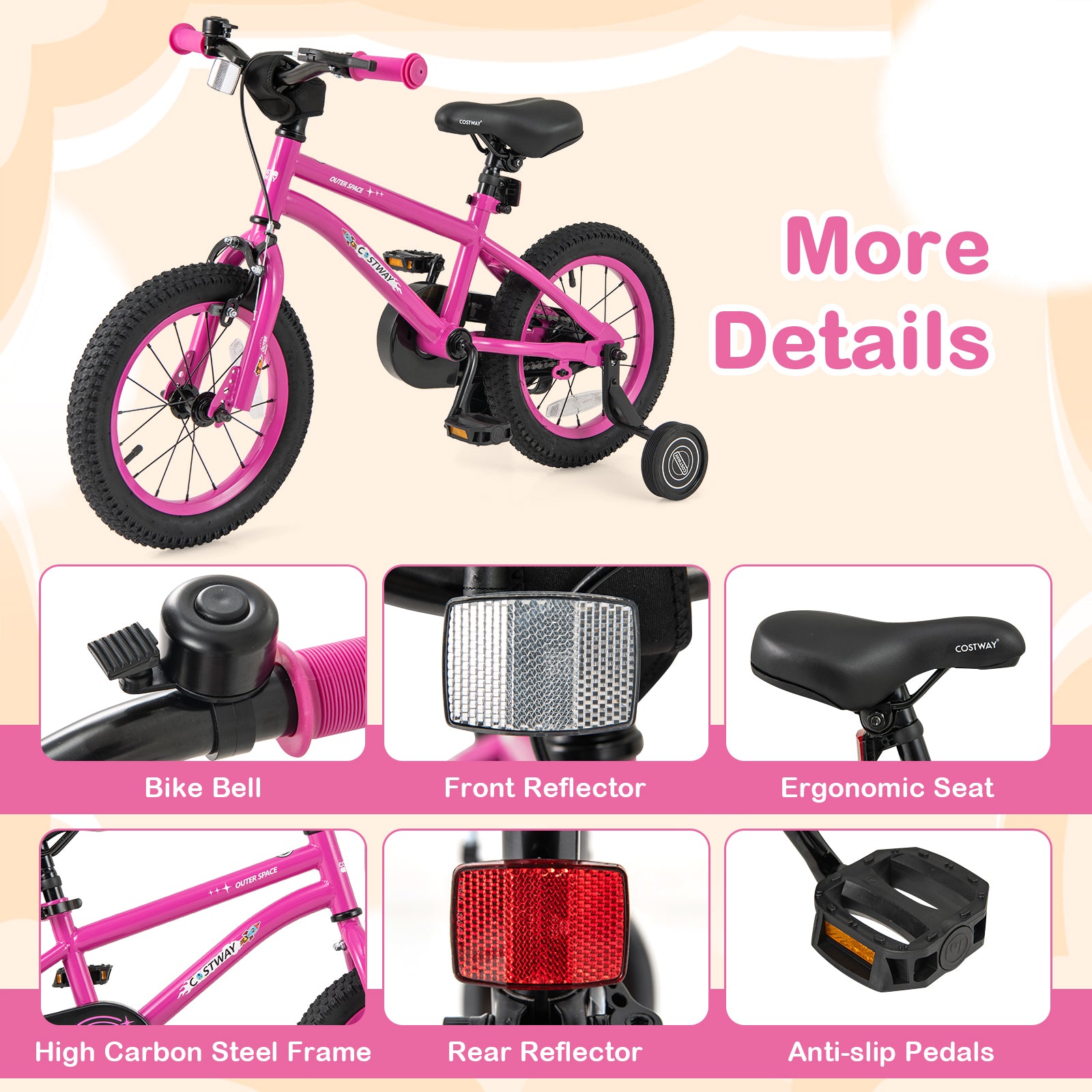 14 16 18 Inch Kid's Bike Bicycle Removable Training Wheels for 3-8 Years