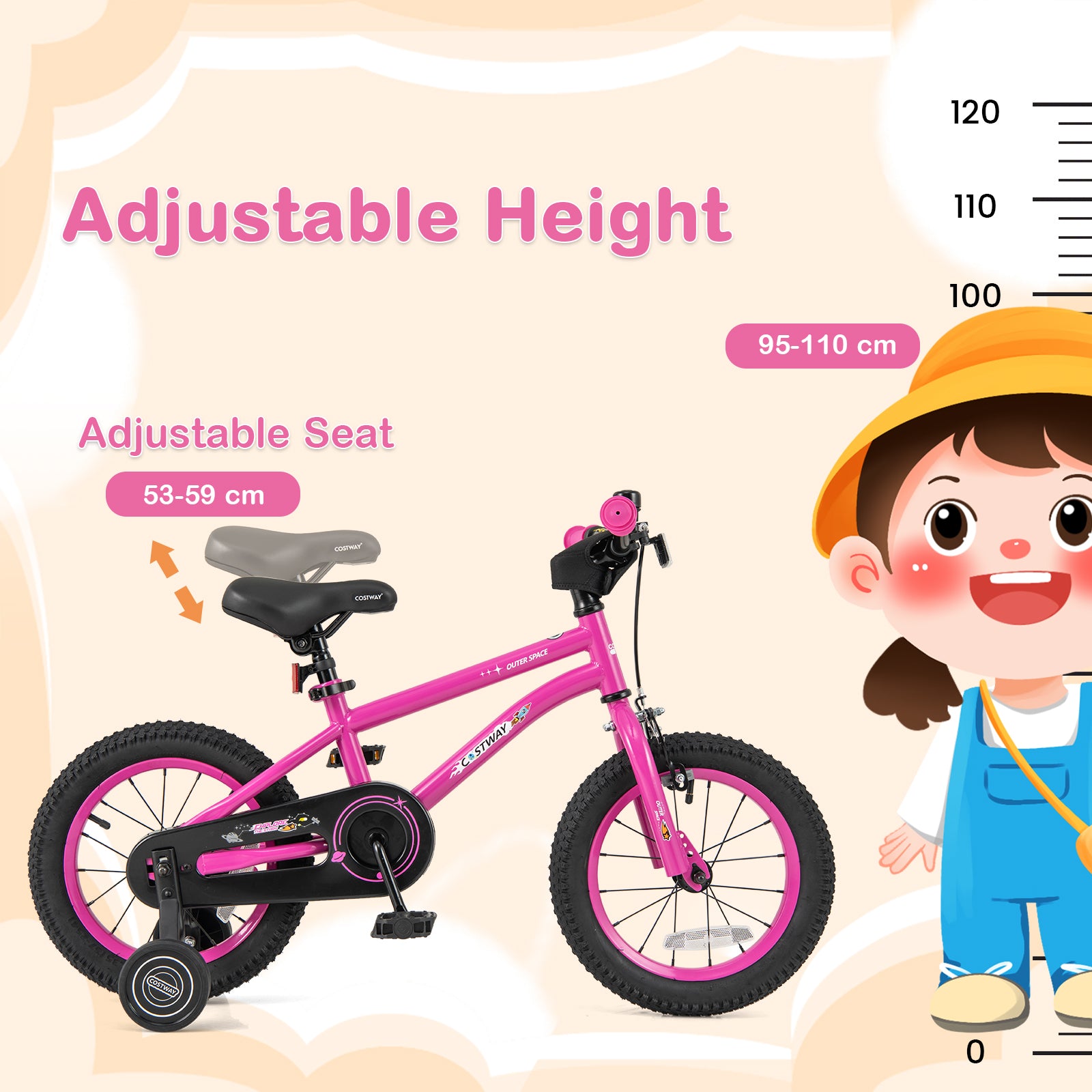 14 16 18 Inch Kid's Bike Bicycle Removable Training Wheels for 3-8 Years