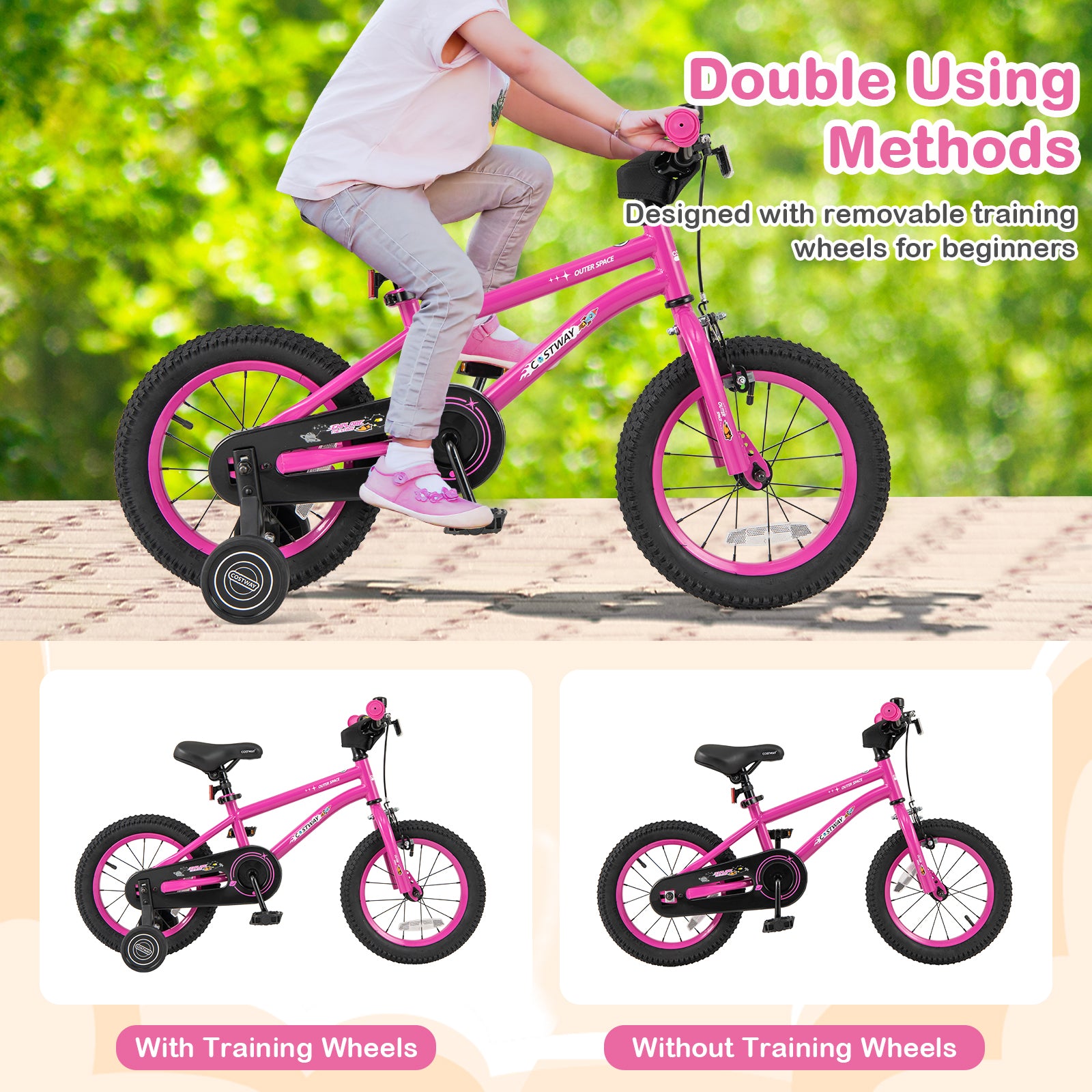 14 16 18 Inch Kid's Bike Bicycle Removable Training Wheels for 3-8 Years