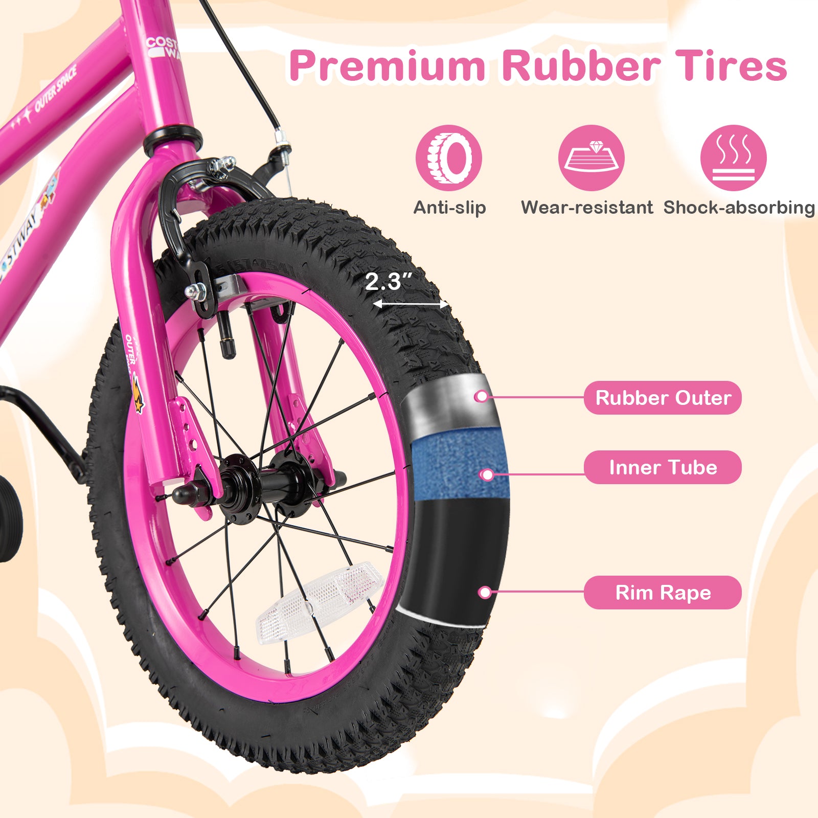 14 16 18 Inch Kid's Bike Bicycle Removable Training Wheels for 3-8 Years