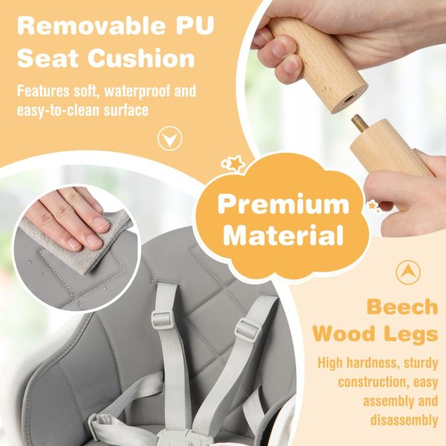 6-in-1 convertible baby high chair with dishwasher washable tray