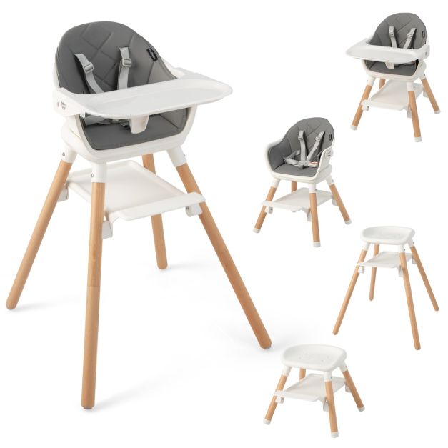 6-in-1 convertible baby high chair with dishwasher washable tray