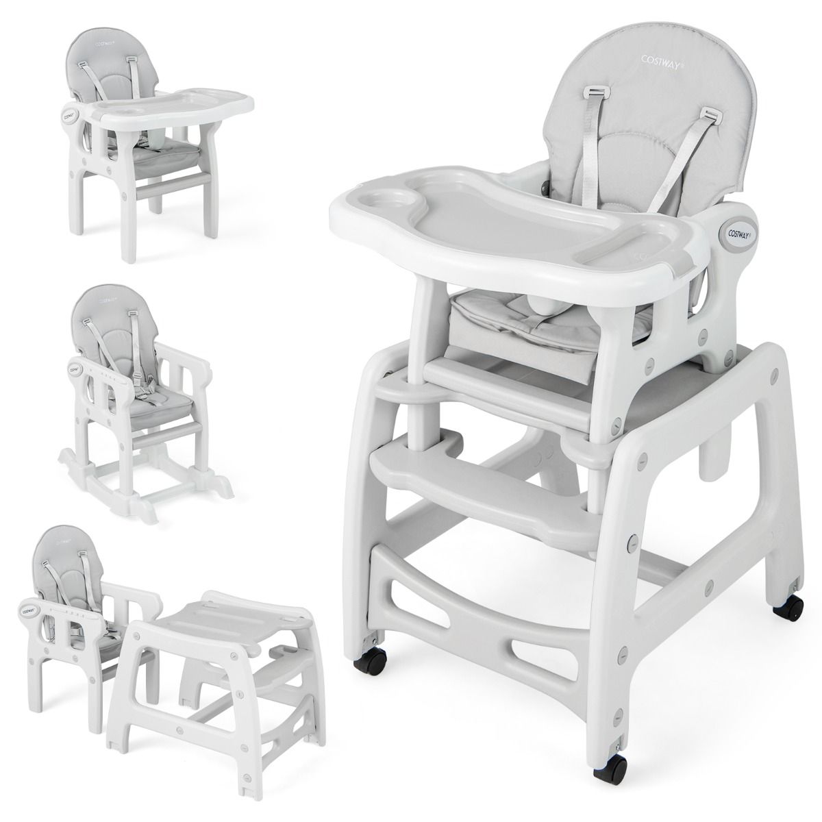 INFANS 5 in 1 Baby High Chair Convertible Toddler Table Set