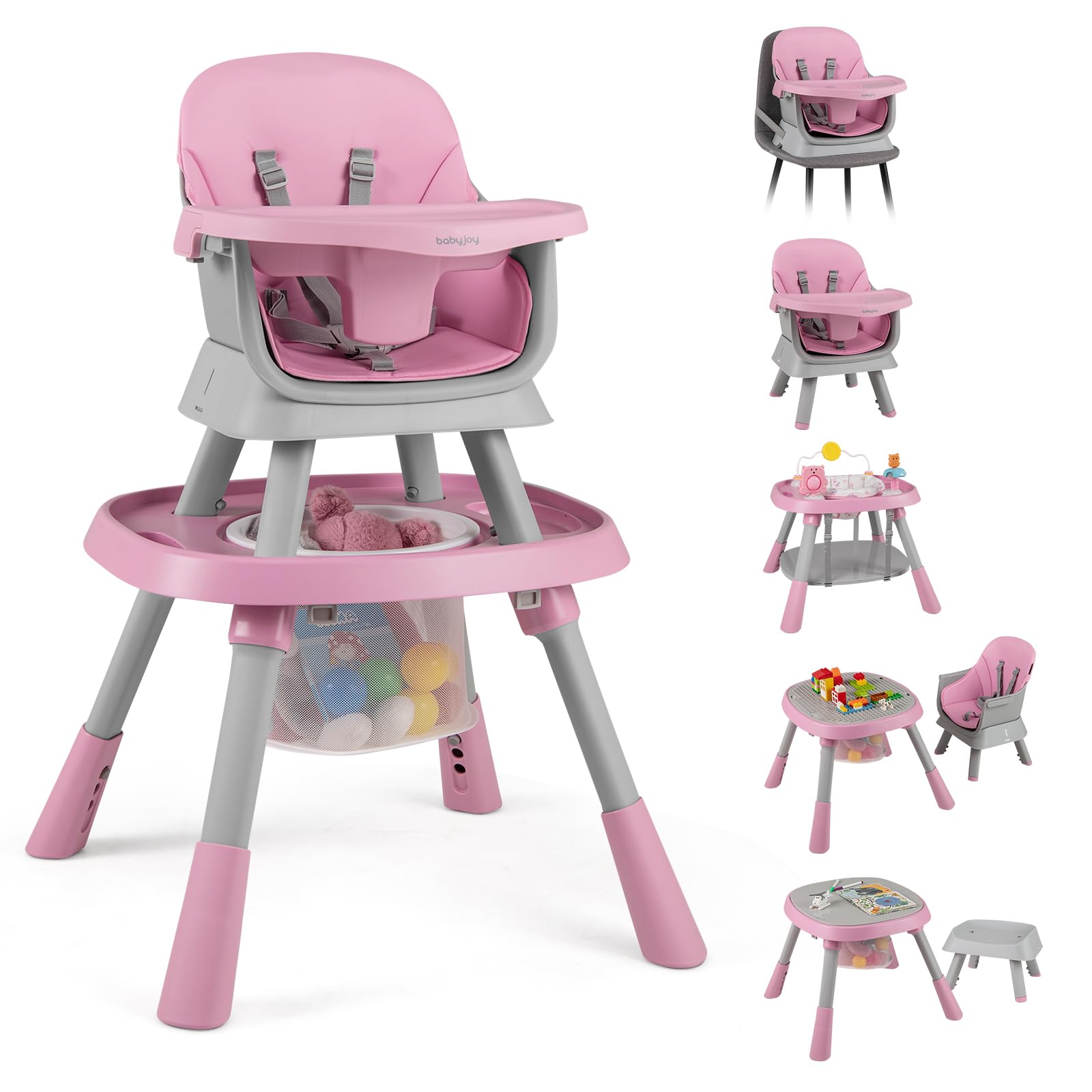 16-in-1 Baby High Chair Convertible Highchair for Babies and Toddlers with Activity Center