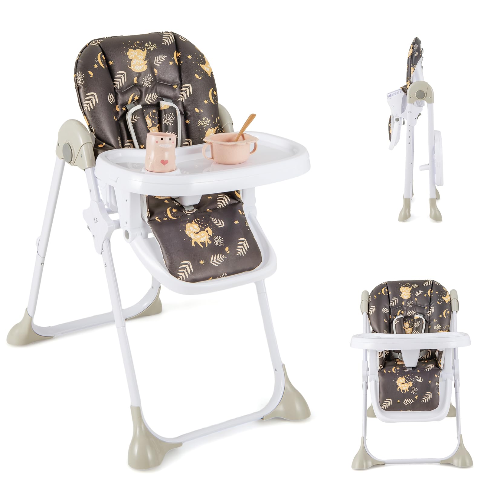 Baby High Chair Folding Highchair for Toddlers w/Adjustable Height