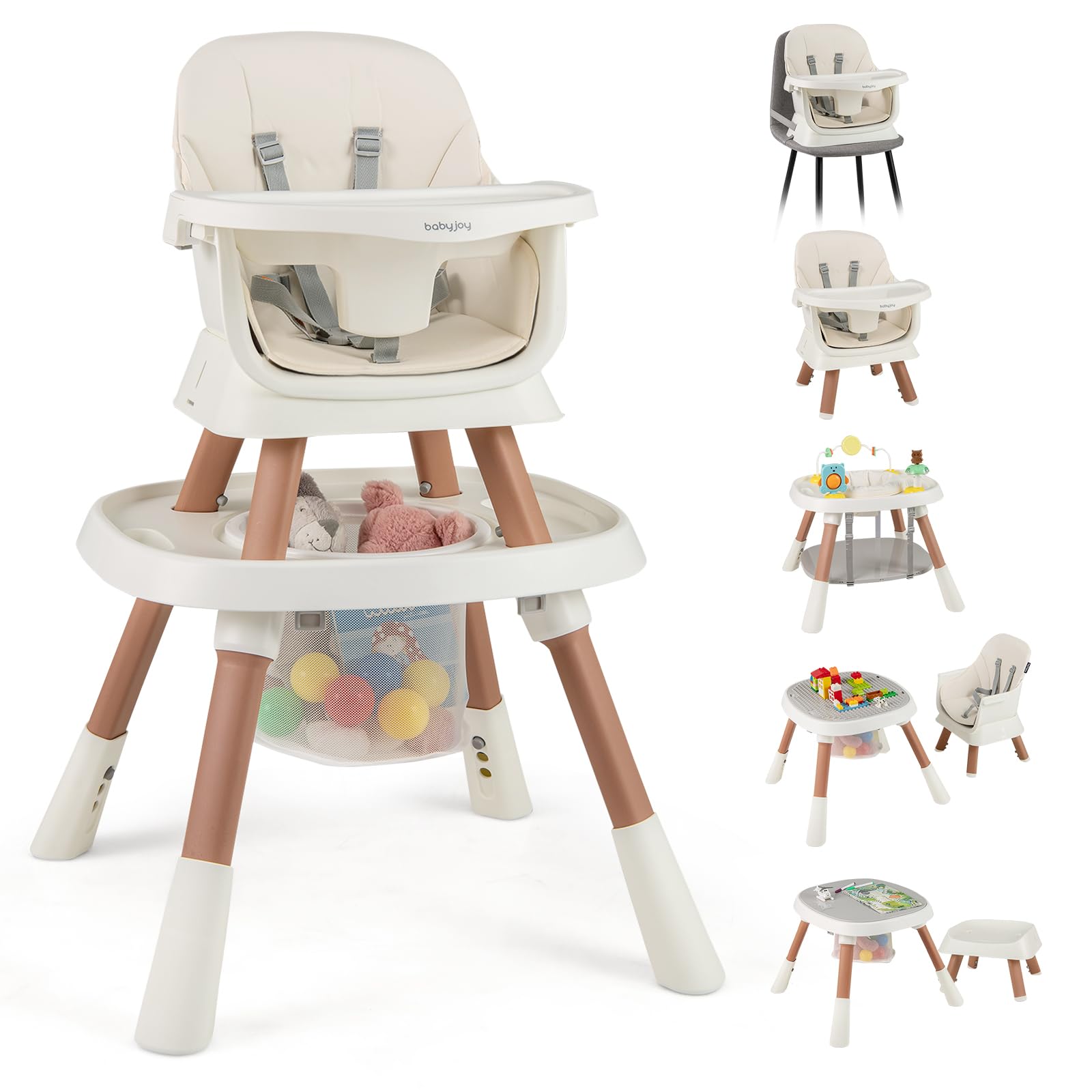 16-in-1 Baby High Chair Convertible Highchair for Babies and Toddlers with Activity Center