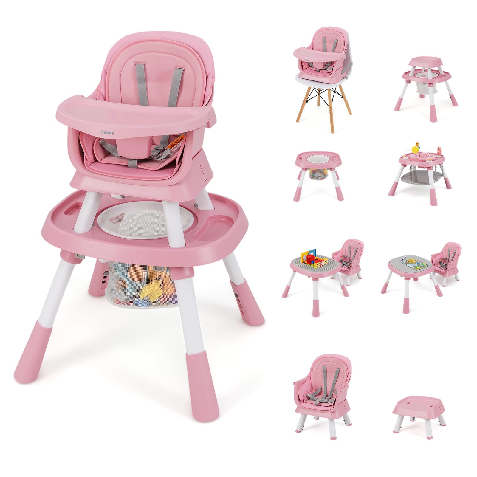 INFANS 9 in 1 High Chair Convertible Baby Highchair for Babies and Toddlers