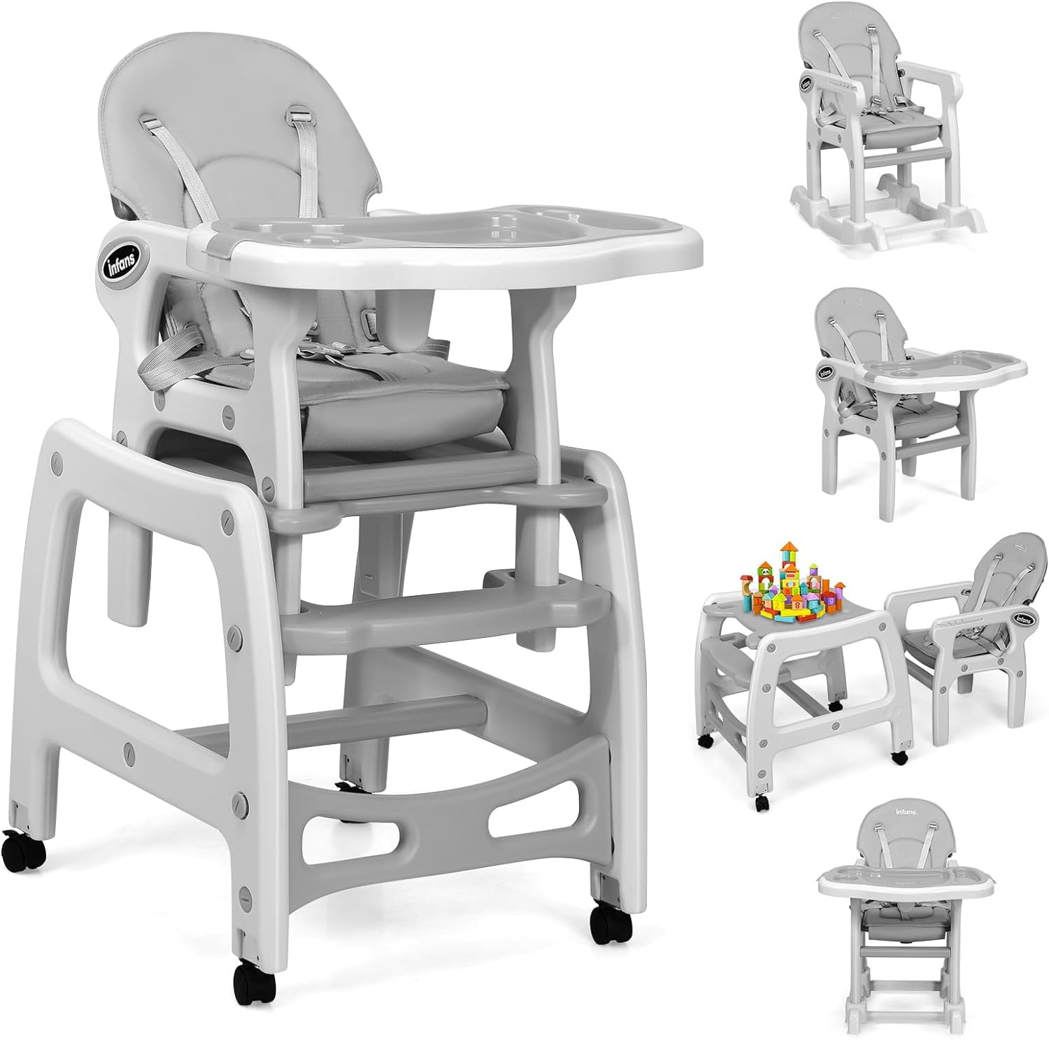 INFANS 5 in 1 Baby High Chair Convertible Toddler Table Set