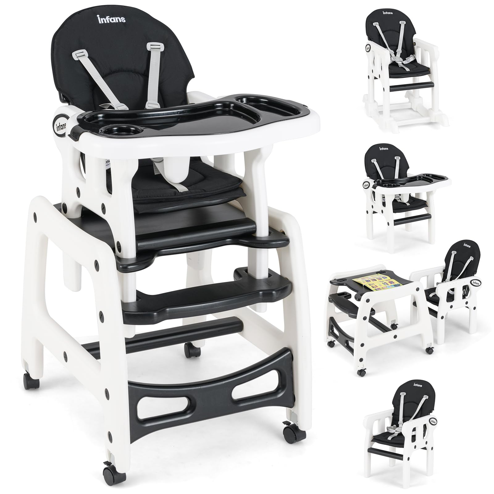 INFANS 5 in 1 Baby High Chair Convertible Toddler Table Set