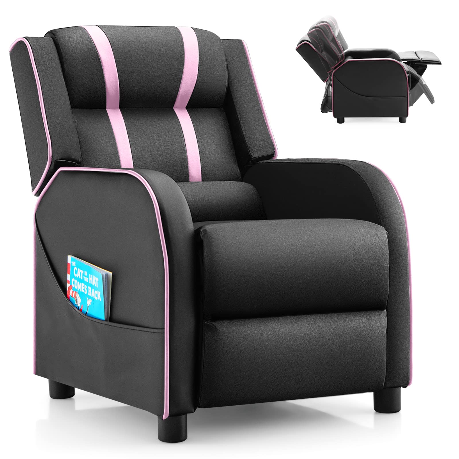 Kids Recliner Sofa Couch with Adjustable Backrest Footrest and High Density Sponge