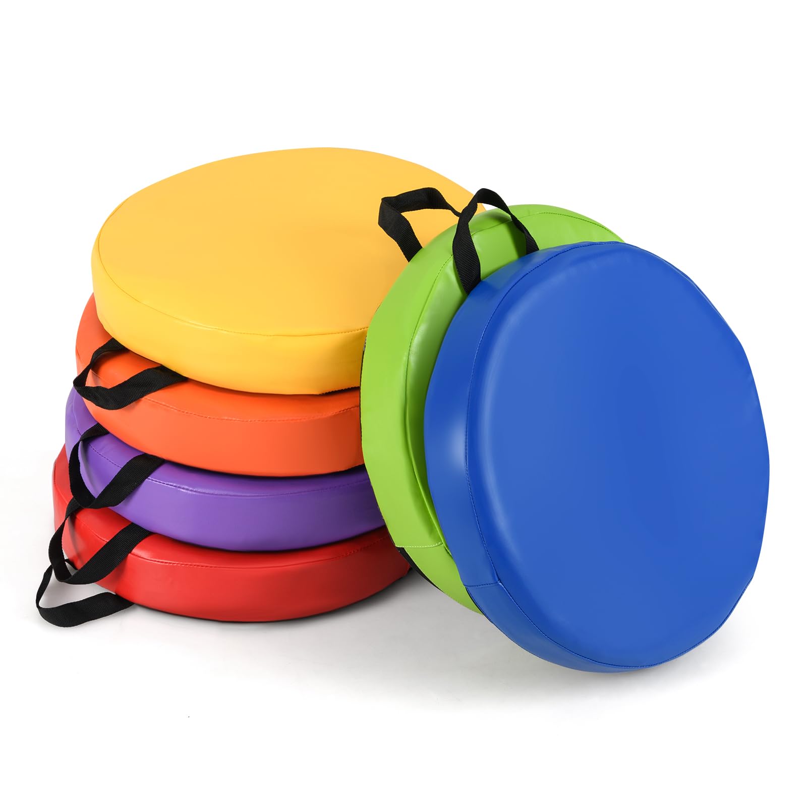 6 PCS Round Floor Cushions for Kids 35cm Classroom Floor Cushions with Handles