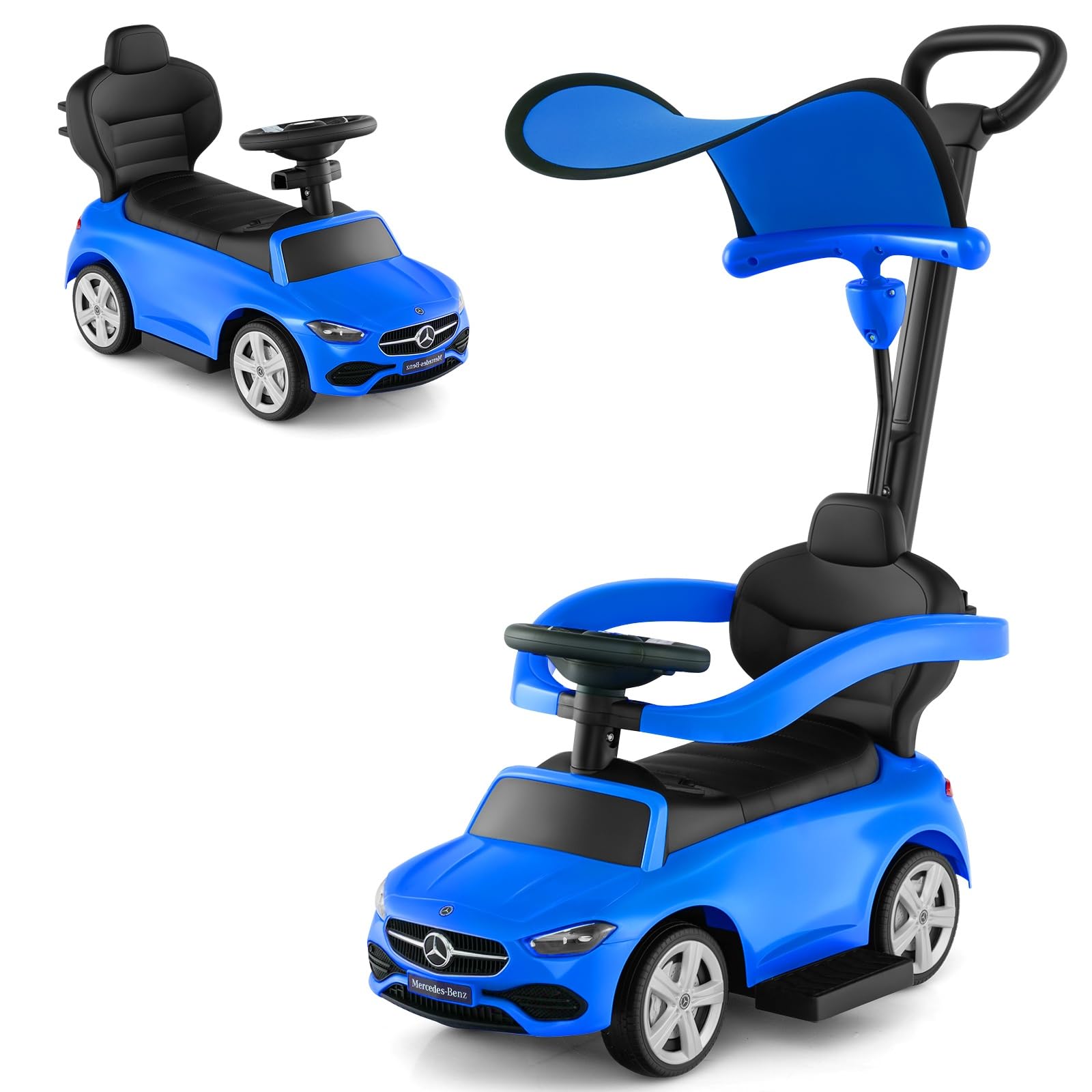 Licensed Mercedes Benz Push Car for Toddlers by INFANS 3 in 1 Sliding Walking Car with Push Handle