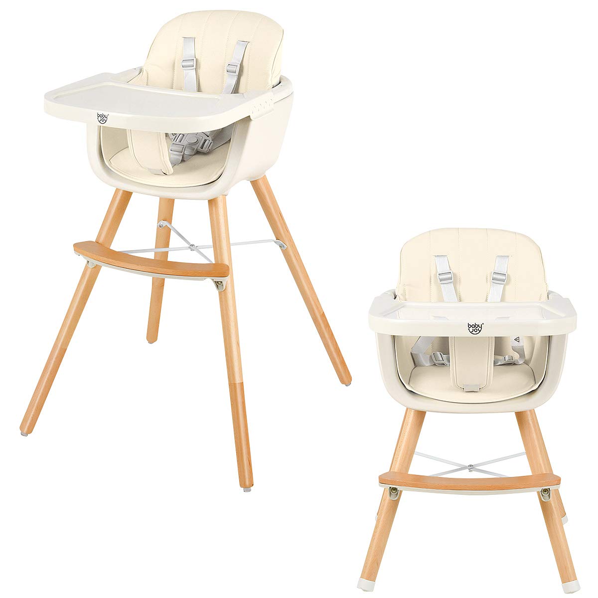 3-in-1 Wooden High Chair/Booster/Chair with Removable Tray