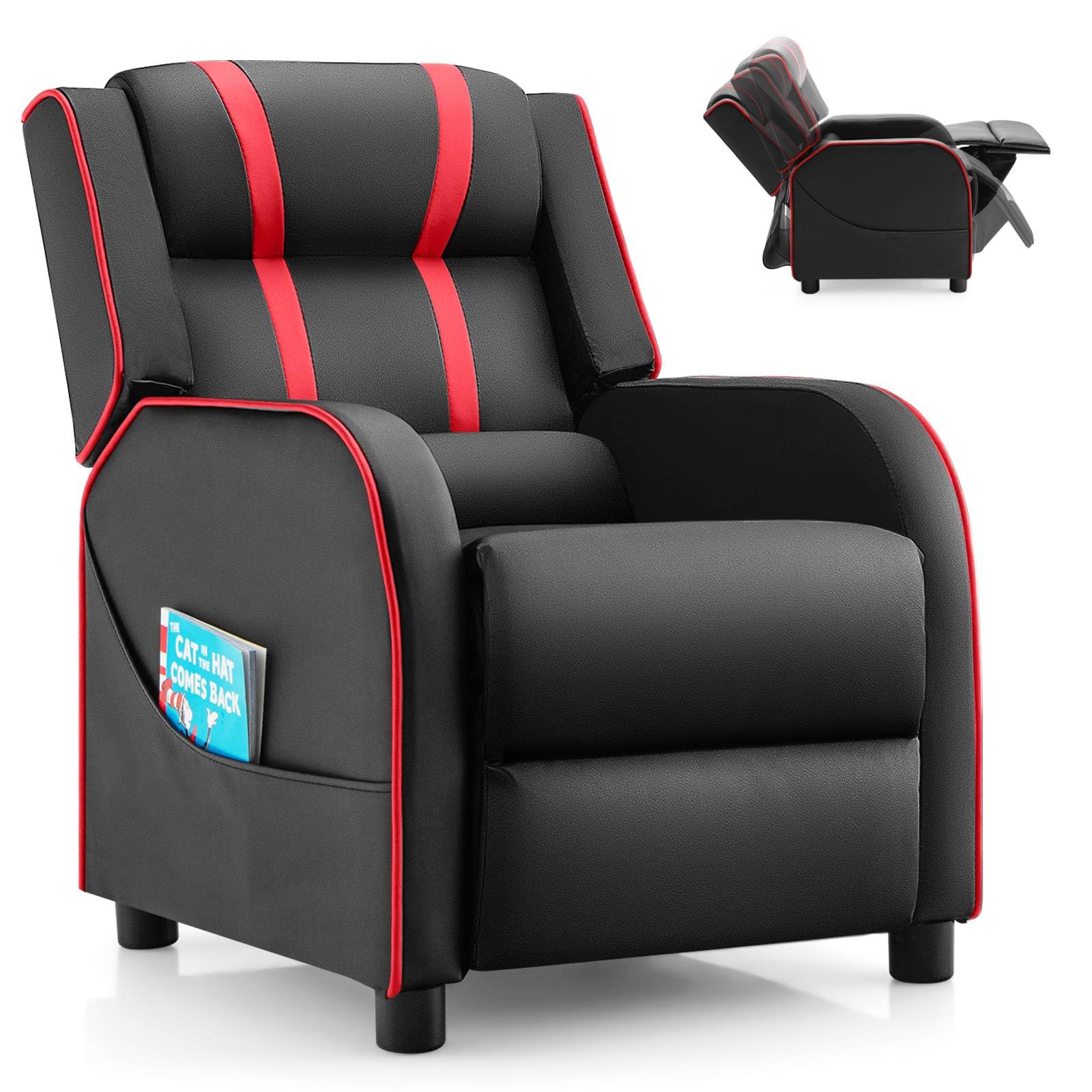 Kids Recliner Sofa Couch with Adjustable Backrest Footrest and High Density Sponge
