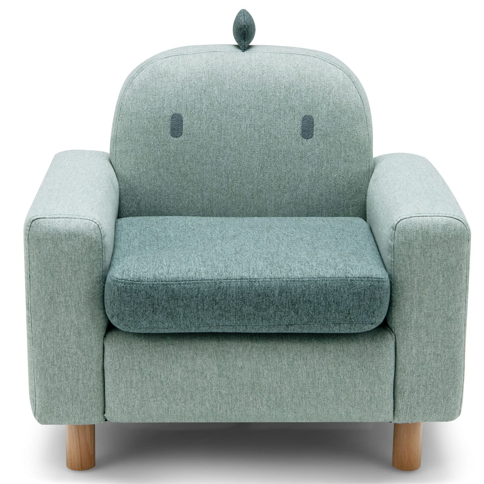 Kids Sofa Wooden Armrest Chair Couch with Thick Cushion Beech Legs