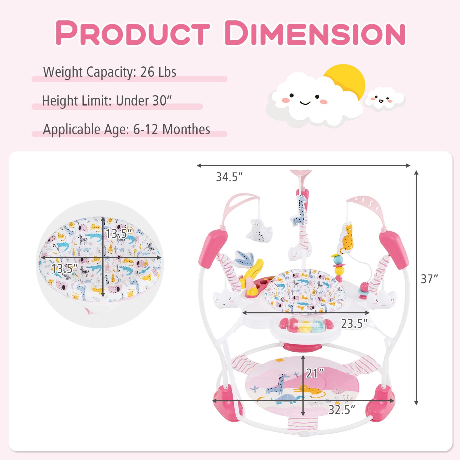INFANS Baby Activity Center 3 in 1 Play Center Jumpers with Music