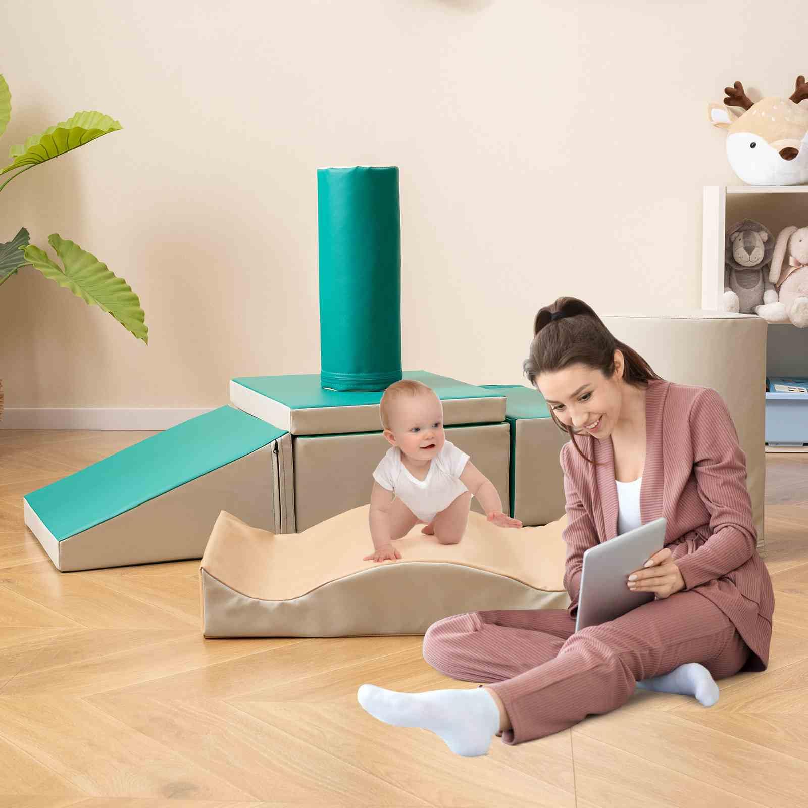 7 Pieces Climb and Crawl Activity Play Set with Zippered Cover