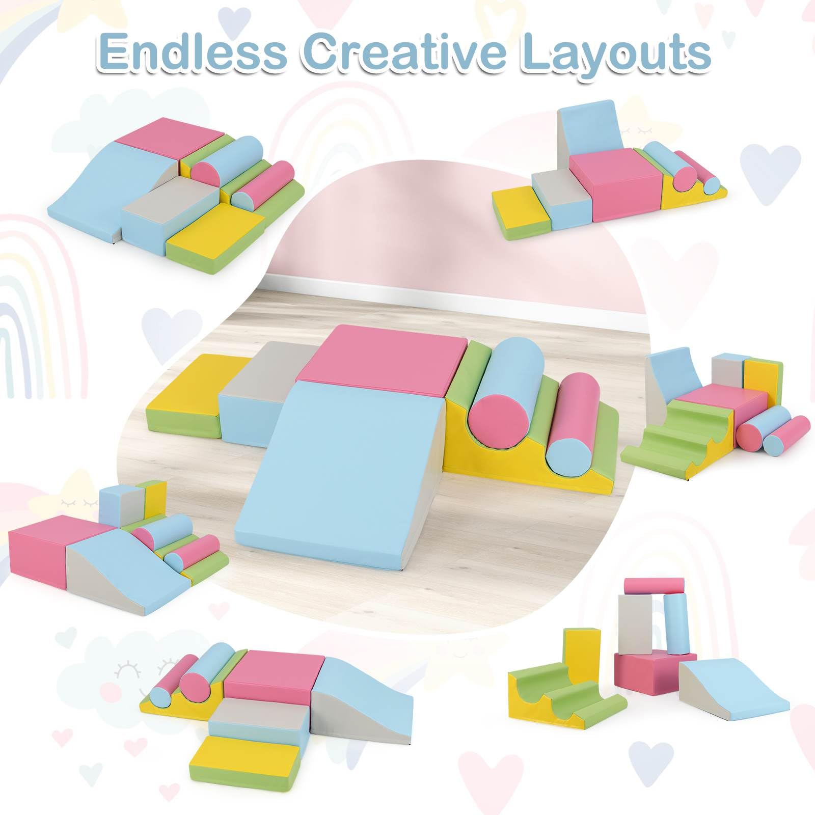 7 Pieces Foam Building Blocks Set for Kids Creative Learning Toy Set