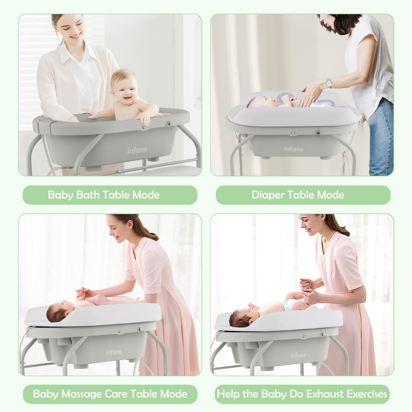INFANS 2 in 1 Baby Changing Table with Bath Tub Unit