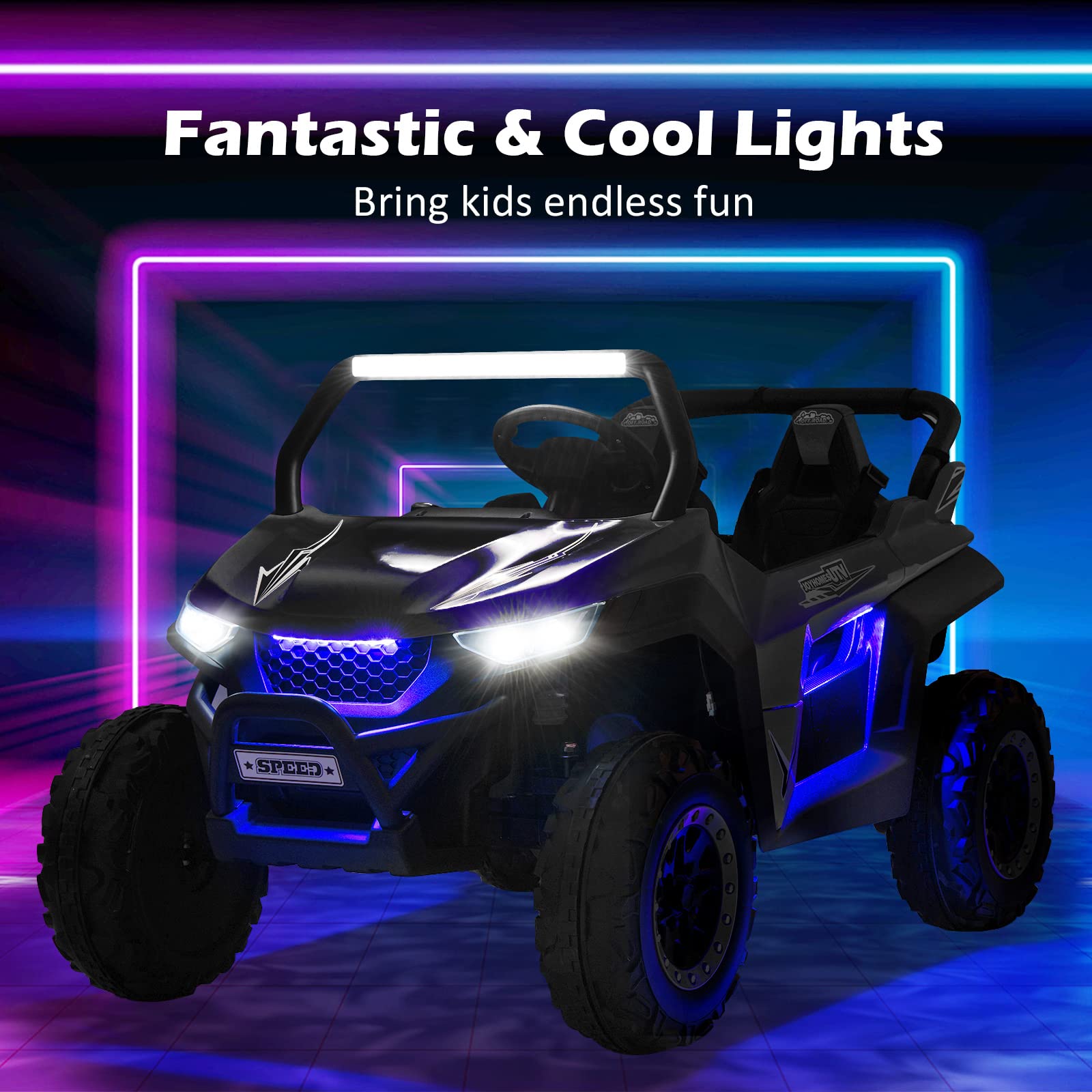 2-Seater Ride on Car, 12V Electric UTV w/Remote Control, Spring Suspension, High/Low Speed