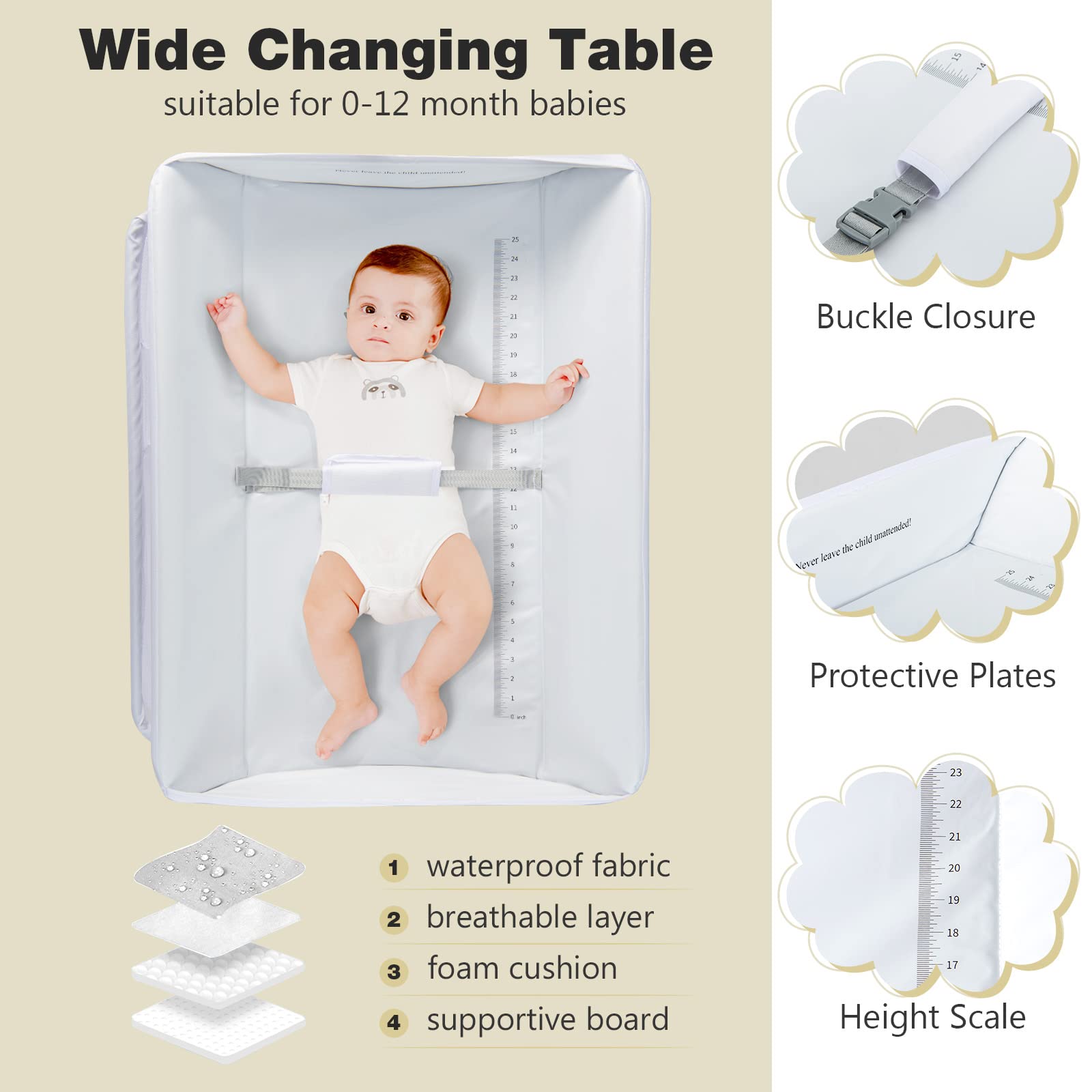 INFANS Baby Portable Changing Table Infant Diaper Station with Storage Basket & Shelf
