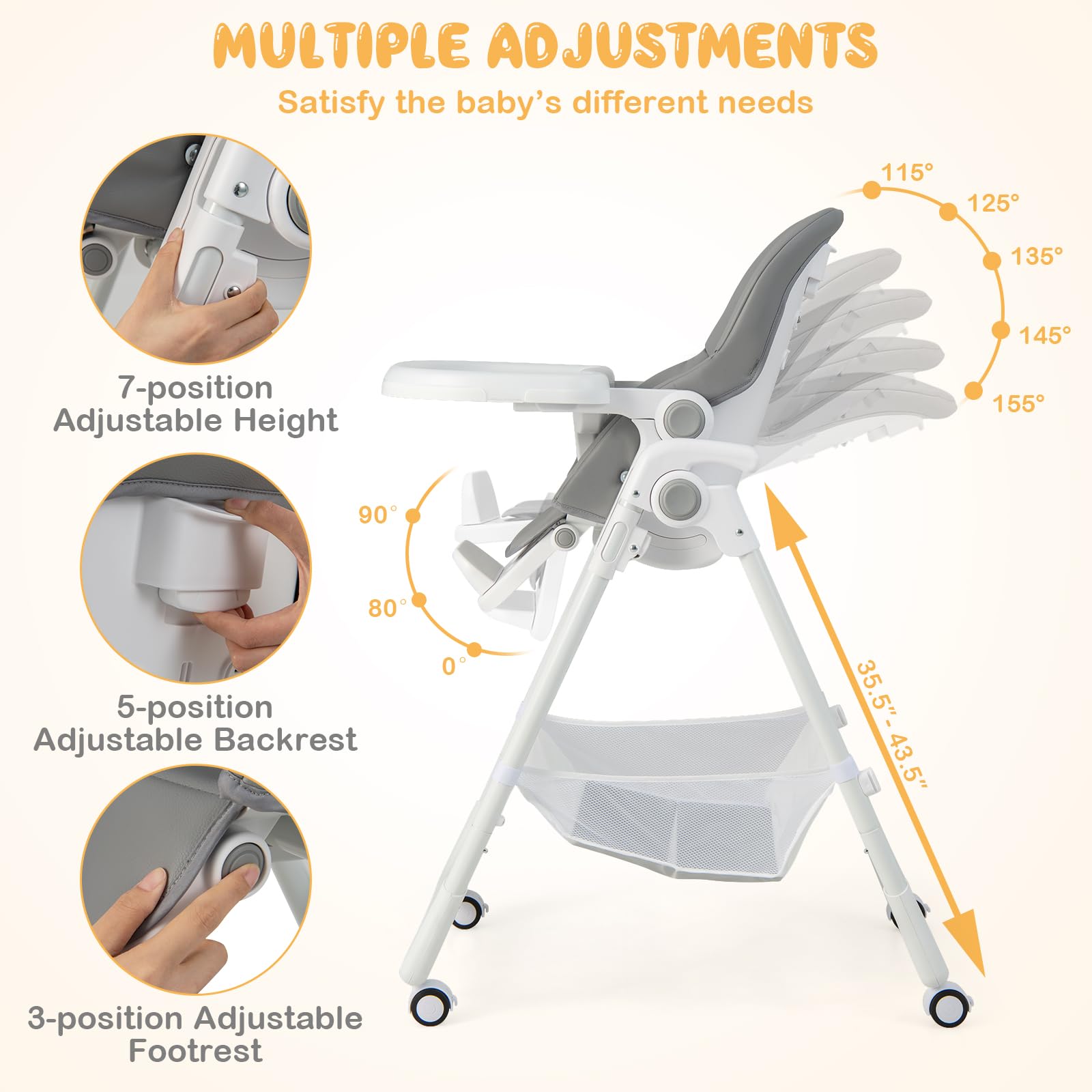 Baby High Chair Foldable Highchair