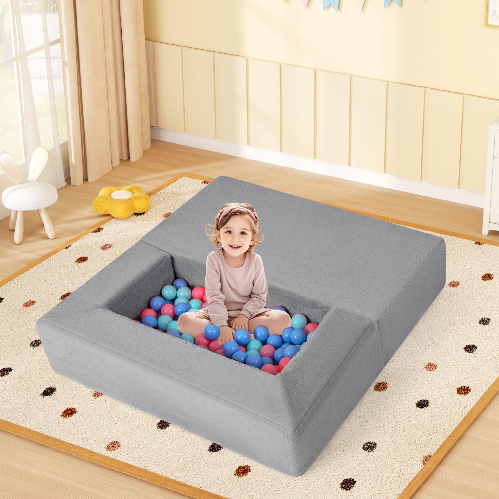 INFANS Modular Kids Play Couch Toddler Sectional Fort Building Sofa for Playroom