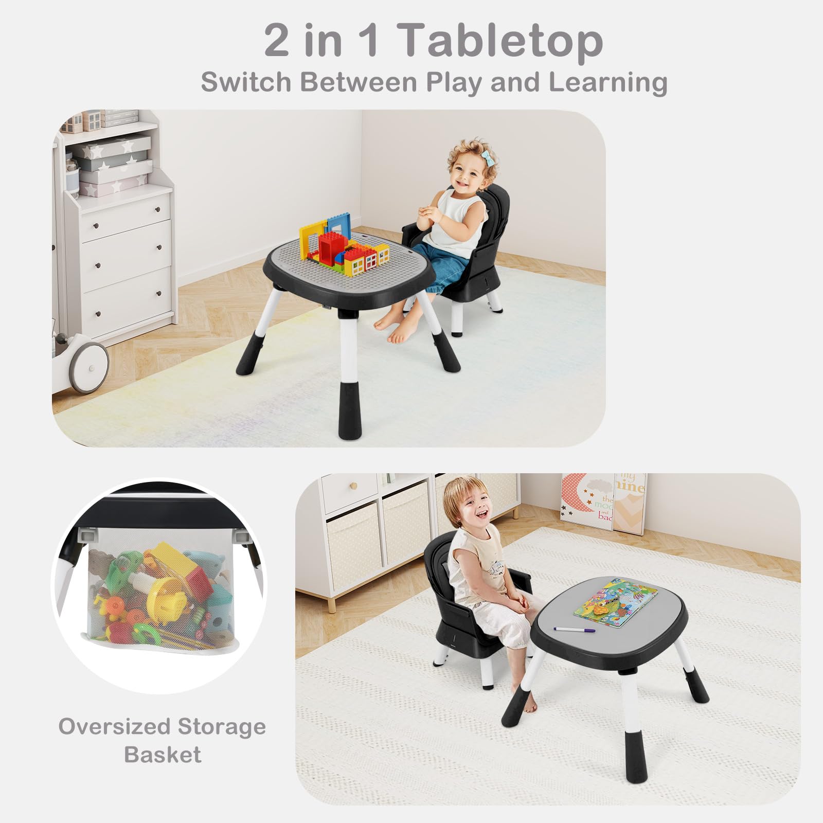 INFANS 9 in 1 High Chair Convertible Baby Highchair for Babies and Toddlers