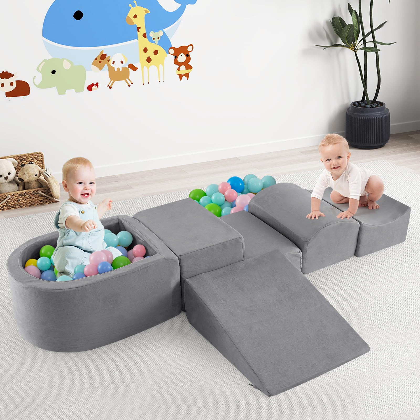 INFANS Climbing Toys for Toddlers Foam Climbing Blocks and Ball Pit for Baby