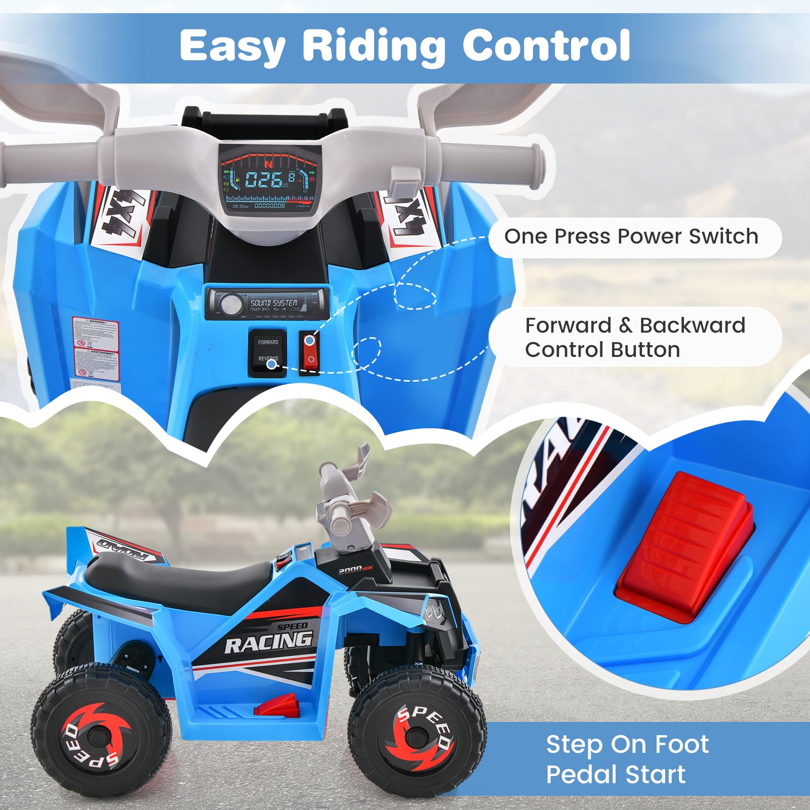 Kids Ride On Car, 6V Battery Powered Motorized Toy Car with Direction Control
