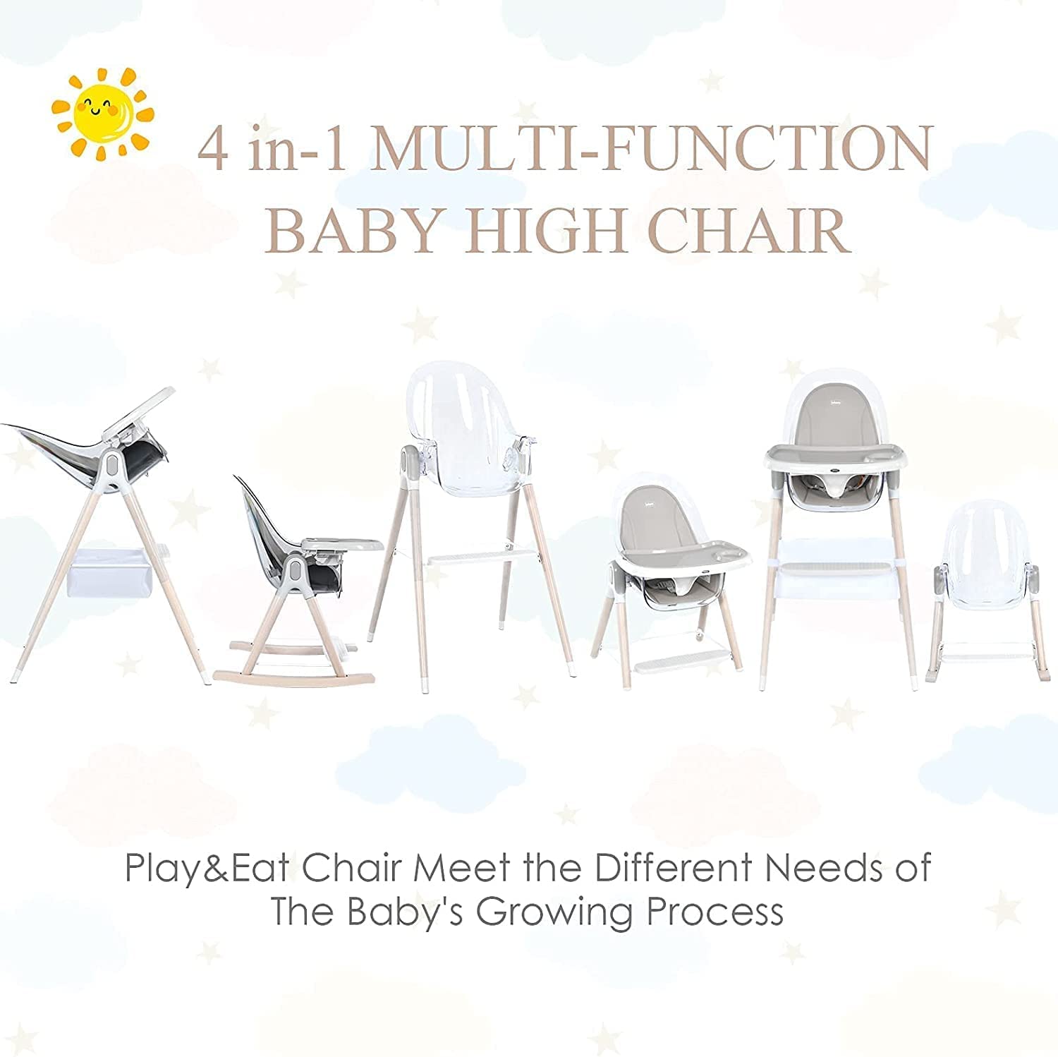 INFANS 3 in 1 Wooden Baby Highchair