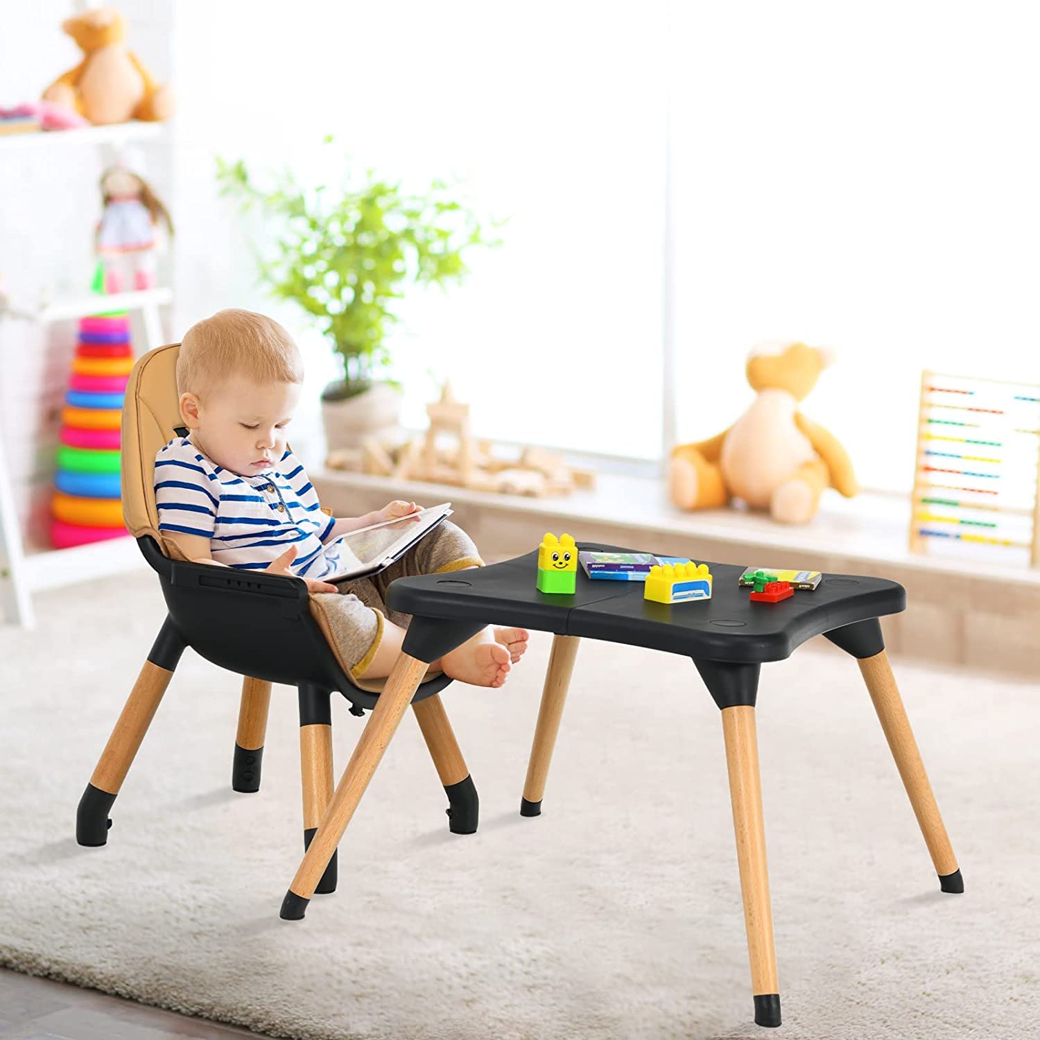 5-in-1 High Chair Convertible High Chairs for Babies & Toddlers/Booster Seat/Table & Chair Set
