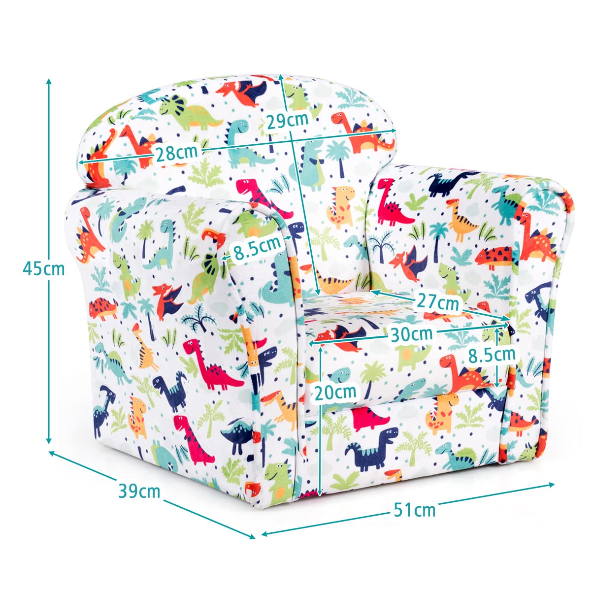 Velvet Kids Sofa with lovely Pattern for Baby Room