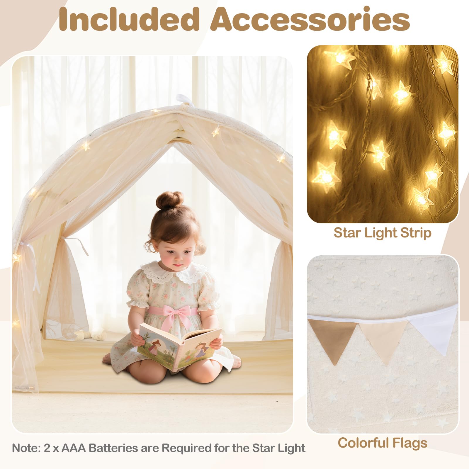 INFANS Kids Bed Tent with Glow in The Dark, Portable Children Playhouse Privacy Space Twin with Mat