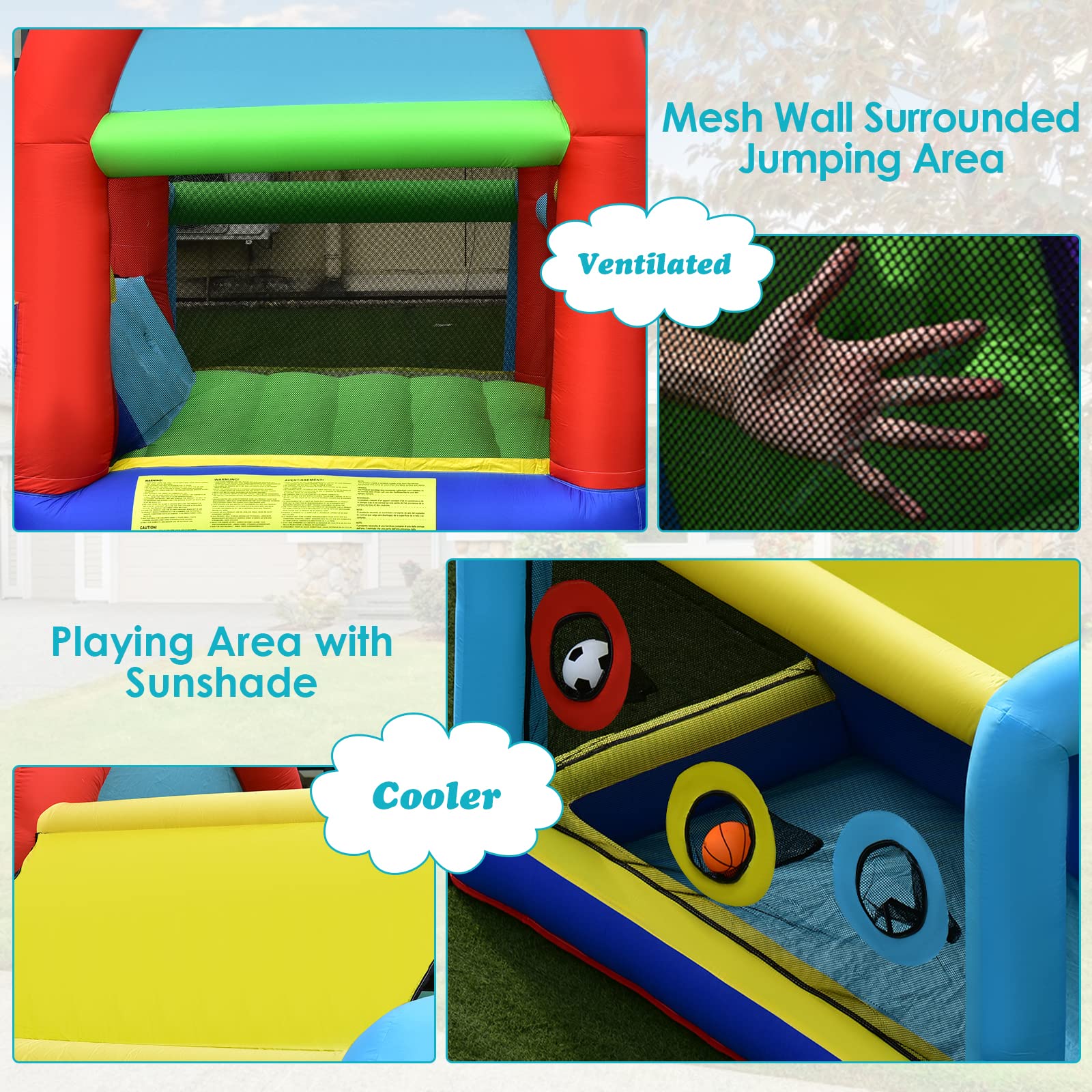 Inflatable Bounce House, 8 in 1 Kids Jumping Castle w/2 Slides, Jumping Area, Climbing, Ball Pit
