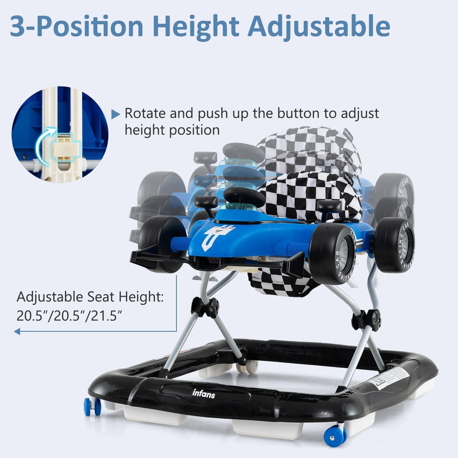 INFANS 4 in 1 Baby Walker, Foldable Toddler Activity Center with Adjustable Height
