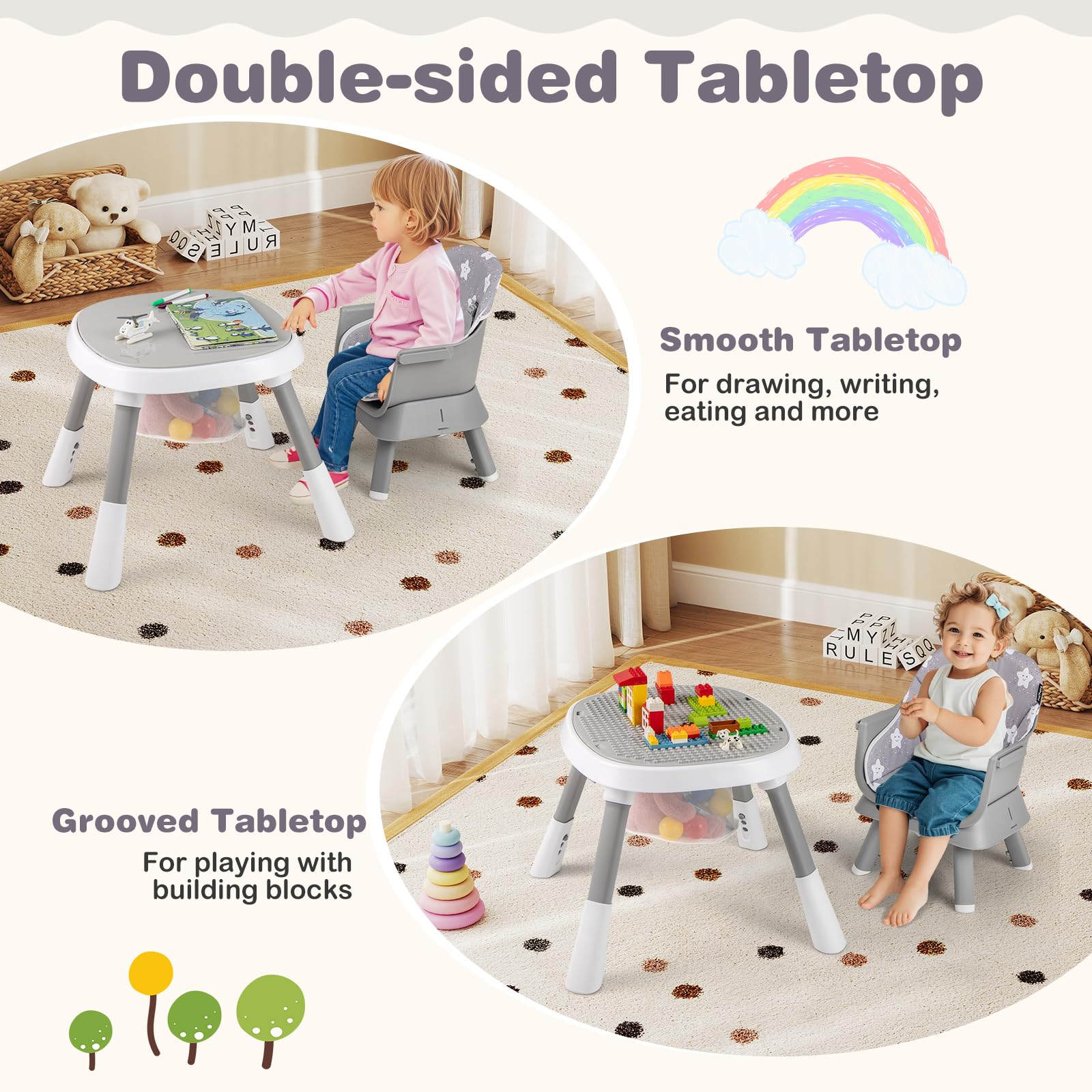 16-in-1 Baby High Chair Convertible Highchair for Babies and Toddlers with Activity Center