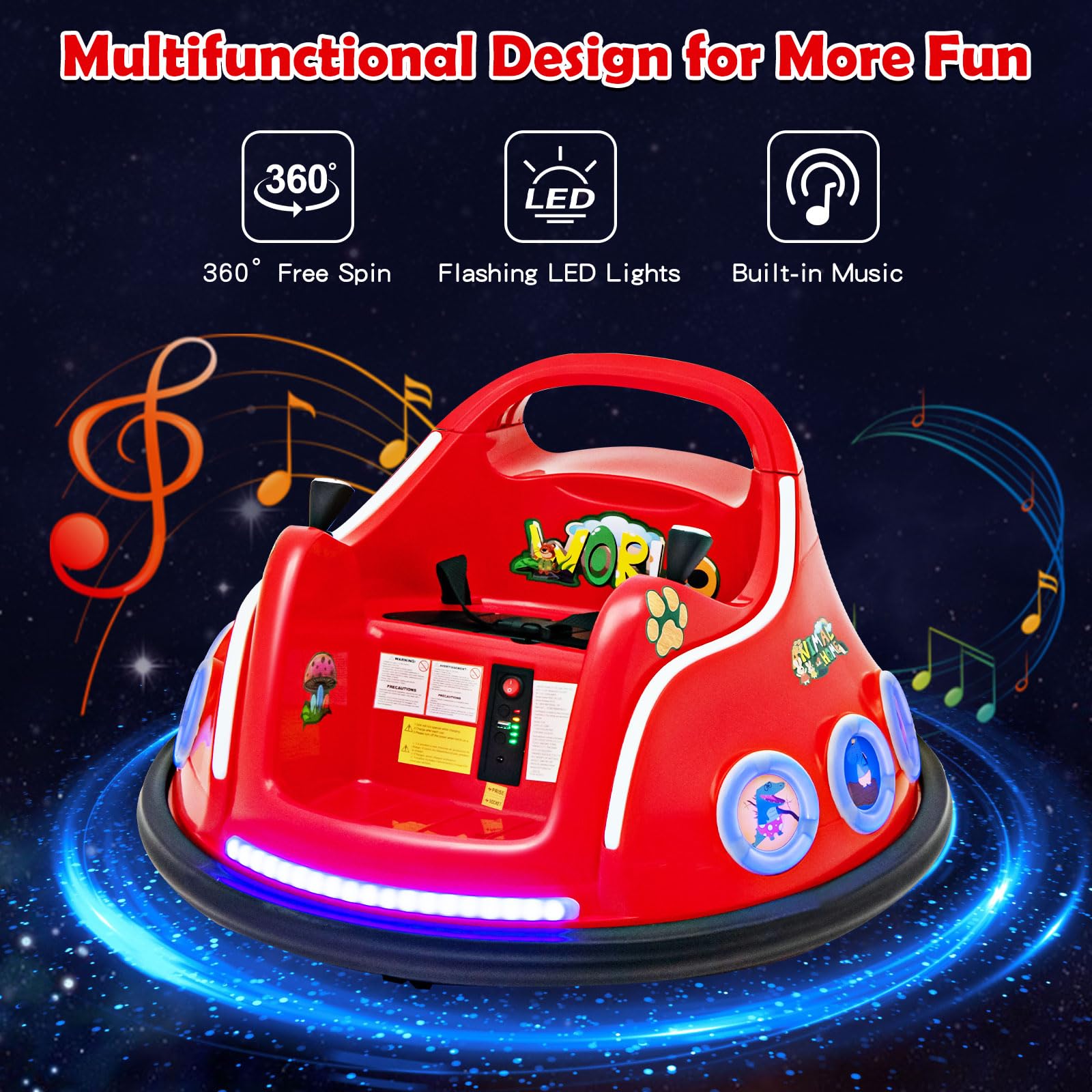 Kids Ride On Car, 12V Electric Bumper Car for Children W/Remote Control, 360 Degree Spin