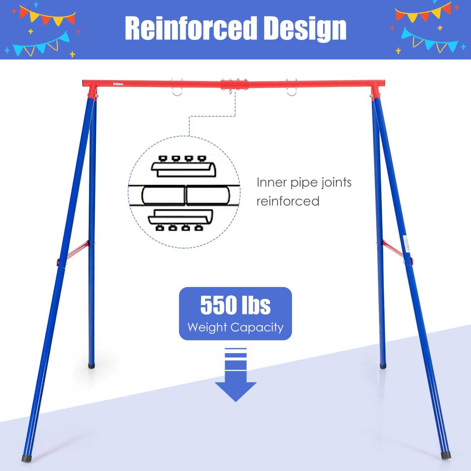 INFANS 2 Seat Swing Stand, 550 lbs Heavy Duty Metal Swing Frame