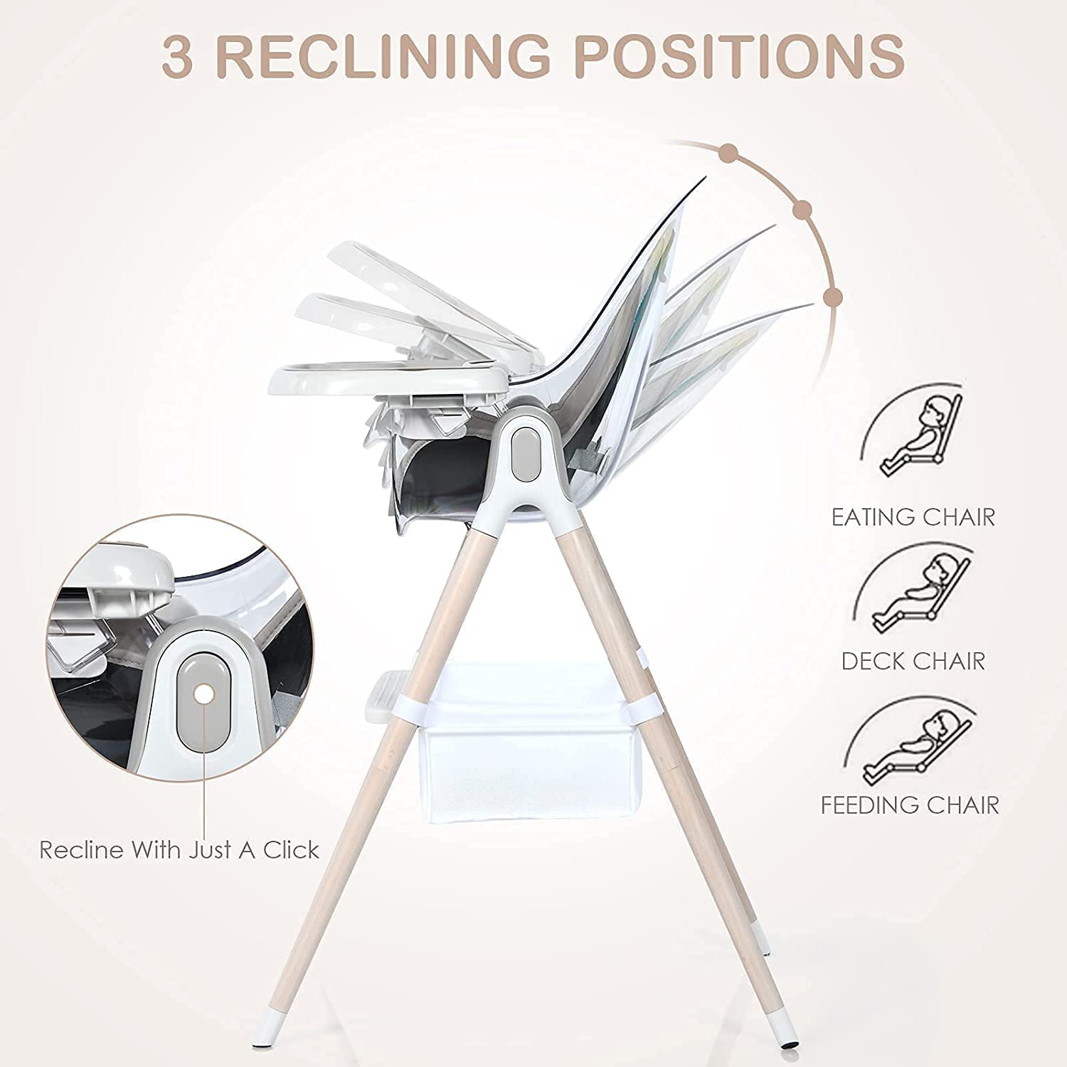 INFANS 3 in 1 Wooden Baby Highchair